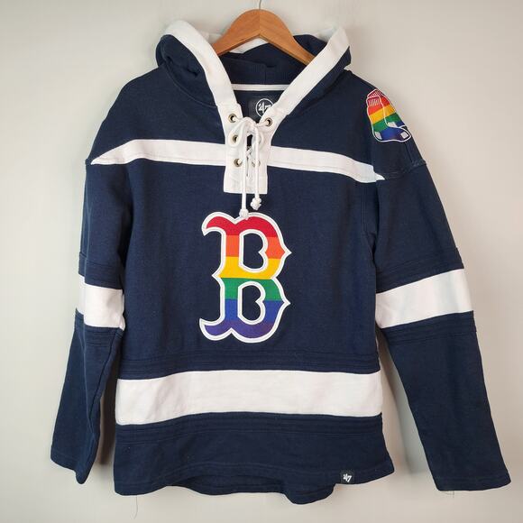 47 Other - '47 Boston Red Sox Navy Rainbow Pride Lacer Pullover Hoodie Men's XS